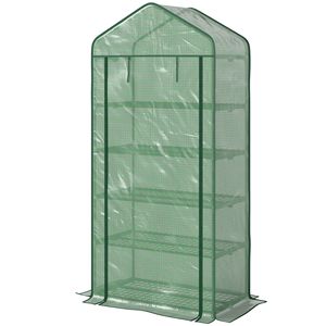 Mini Serra Portatile a 5 Livelli 193 x 90 x 49 cm Verde con Copertura in PE e Porta Avvolgibile con Cerniera per Giardini - Product Image 1