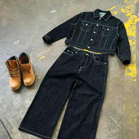 Ensemble de vestes en jean pour hommes de style japonais, streetwear, jeans baggy, ensembles de jeans pour hommes, veste et pantalon en jean pour hommes
