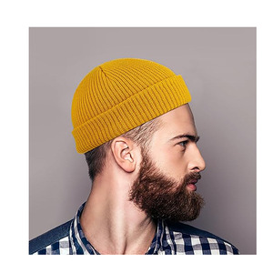 หมวกบีนนี่ถักลายริบสีเหลืองวินเทจ - หมวกไหมพรมอุ่นสำหรับฤดูหนาวแบบยูนิเซ็กซ์ เนื้อผ้านุ่มยืดหยุ่น ผลิตจากผ้าสแปนเด็กซ์/คอตตอน สไตล์มินิมอล เหมาะสำหรับสตรีทแวร์ - Product Image 3