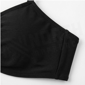ชุดบิกินี่ 2 ชิ้นสำหรับผู้หญิง NORTH APPROACH เสื้อแบบ Bandeau กระโปรงตาข่ายแบบอสมมาตร สีดำล้วน ชุดว่ายน้ำแบบยืดได้ - Product Image 4