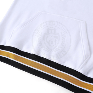 White Men's Women's Sweatshirt Gold <b>Black</b> Trim Greek Embroidery Custom Logo Embossed Pullover Crewneck 100%Cotton Fleece Knitted - Product Image 6