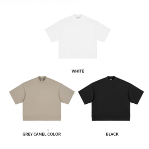 เสื้อยืดผู้ชายไซส์ใหญ่ แขนสั้น คอกลม สีพื้น สวมใส่สบาย สีขาว เทา คาเมล ดำ ราคาถูก - Product Image 1