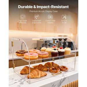 Vitrina Comercial de Dos Niveles para Panadería, Gabinete de Acrílico Transparente para Pastelería, Caja de MDF para Pasteles para Mostrador, Ideal para Centros Comerciales y Fiestas - Product Image 2