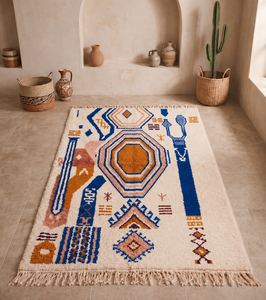Alfombra de Lana Azilal Marroquí Hecha a Mano, con Nudos, Diseño Tribal Geométrico, para Interiores de Lujo - Product Image 6