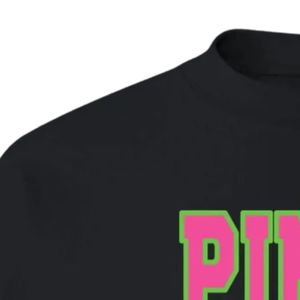 Sudadera con cuello redondo y estampado gráfico en negro, rosa y verde, de manga larga con puños acanalados, informal, de forro polar para mujer, estilo urbano a la moda. - Product Image 2