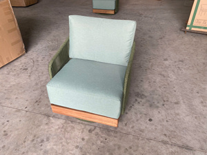 Sillón de mimbre para exteriores con cojines, asiento de patio, muebles modernos para jardín, olefina VPR F097, peso 230 gsm, D20 - Product Image 1