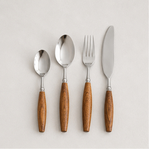 Ensemble de couverts en acier inoxydable avec manche en bois naturel, argenterie pour la maison, le restaurant et les cadeaux, vaisselle écologique - Product Image 6
