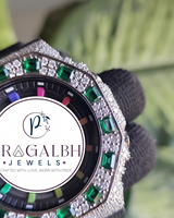 Pragalbh Jewels Luxus Iced Out Diamant-Uhrenlünette Moissanit Hip-Hop-Uhr Edelstahl Gummiarmband