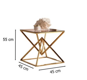 Metal designer <b>Table</b> your home decor with this modern <b>table</b> featuring a <b>clear</b> glass top and a bold geometric design - Product Image 3