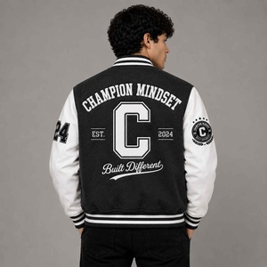 Vestes de style universitaire en laine et cuir avec manches personnalisées, streetwear tendance, veste universitaire brodée - Product Image 4