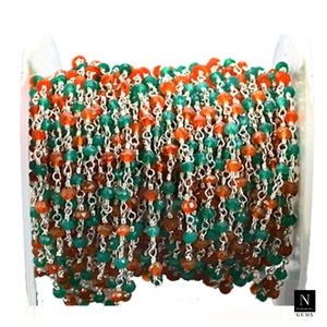 Cornaline avec mélange de pierres précieuses rondes à facettes chapelet perle chaîne rouleau pour la fabrication de bijoux déclaration collier à la main boucle d'oreille Bracelet - Product Image 3