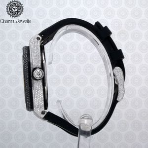 Charm_Jewells Stainless Steel Diamond <b>Watch</b> Black Silicone Band Analog Quartz Luxury Fashion Unisex Buckle Clasp - Product Image 3