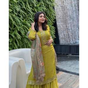 XL Party Wear Sequins & Zari Embroidery Work <b>Suit</b> Set Elegant Wedding <b>Dress</b> - Product Image 5