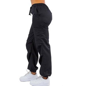 Pantalones deportivos con cintura tejida, mezcla de algodón transpirable, corte casual, cintura media regular - Product Image 2