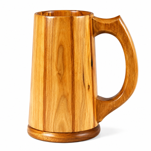 Wholesale Handmade Wooden Beer <b>Mug</b> Viking Style Tankard <b>Large</b> Natural Wood Drinking Cup with Handle Custom Logo - Product Image 1