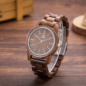 Montre à quartz en bois vintage personnalisée FAIZA CRAFT, OEM, bracelet en cuir pour homme, boîtier en bambou naturel fait main, design Art Déco, affichage de l'heure - Product Image 1