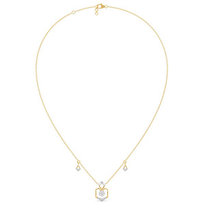 Geometric Shield Drop Diamond Necklace with Open Hexagon <b>Frame</b> and <b>Floating</b> Center Sparkle Design - Product Image 3