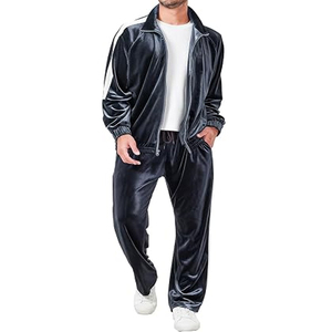 Mens 2 Piece <b>Velour</b> Tracksuit Full Zip Jackets Pants Velvet Jogging Suits Sweatsuit Set - Product Image 6