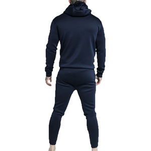 Nouvel ensemble de survêtement slim fit zippé pour homme 100 % coton noir uni – Survêtements de jogging pas chers pour homme - Product Image 2