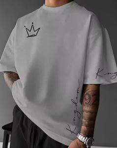 Camisetas de Cuello Redondo de Algodón 100% de Alta Calidad al por Mayor, Personalizadas, para Hombre, Tallas Grandes, Casuales, Tejidas, Extra Grandes - Product Image 1