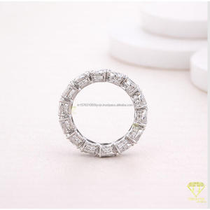 Moissanite Diamond Wedding Band <b>Ring</b> in <b>925</b> Sterling <b>Silver</b> Stackable Anniversary Fine Jewelry Gift - Product Image 3