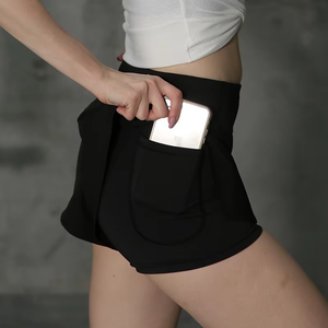 Manufacturer Custom <b>Elastic</b> Waist Women 2 in 1 Quick Dry Polyester Athletic Running Jogging Sports Fitness Yoga Shorts - Product Image 5