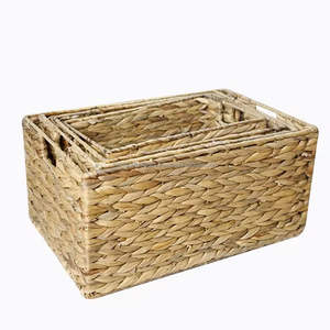 Panier de rangement multifonction en jacinthe d'eau tressé, naturel, pas cher, vente en gros, panier à linge tissé à la main du Vietnam - Product Image 4