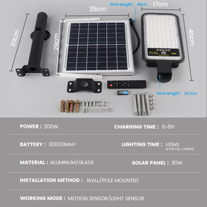 Lámpara trampa para mosquitos Lámpara Fly Trapreet Ligpest Control Equipmentote Control 200W 30000MAH Led Solar Street Ip66 Impermeable al aire libre - Product Image 5