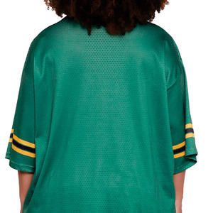 Trendy New Women's Brazil American Football jersey Striped Lace Mesh Jersey OEM Private Label Green Team Mesh T- Shirt Supplier - Product Image 2