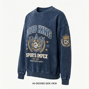 เสื้อสเวตเชิ้ตคอกลมทรงวินเทจสำหรับผู้ชาย ผ้าคอตตอนฟลีซหนานุ่ม สไตล์สตรีทแวร์ เหมาะสำหรับฤดูหนาว รับผลิตแบบ OEM ODM - Product Image 2
