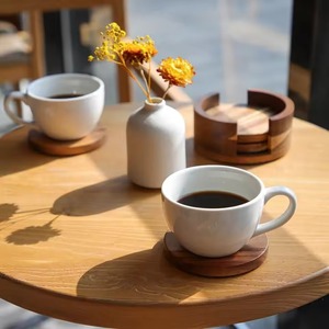 Handmade Acacia Wood & Epoxy Resin Inlay Absorbent Coasters 10cm <b>Cup</b> <b>Mats</b> Cylindrical Holder Heat-Resistant Table REHMAN CRAFT - Product Image 3