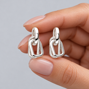 Pendientes de Plata de Ley 925 con Diseño de Nudo – Joyería Escultural de Impacto con Forma de Timbre de Puerta - Product Image 4