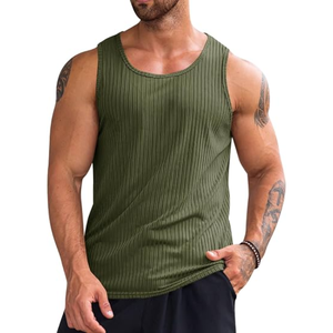 Débardeur côtelé pour homme, T-shirt de sport sans manches en tricot, chemise de sport décontractée coupe ajustée pour l'entraînement physique, l'été et le quotidien - Product Image 6