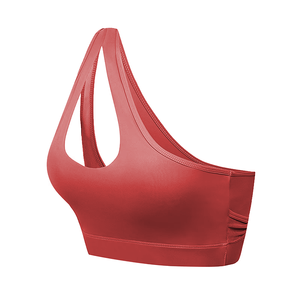 Sujetador deportivo de yoga sin costuras para mujer, de alto soporte, espalda cruzada, reversible, con rayas, cuello en V, azul liso, de elastano y poliéster - Product Image 3