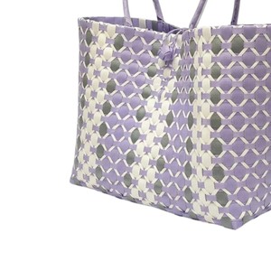 Sac et sac à main faits à la main, violet lavande, en plastique tressé, élégant, pour femme, été, plage, vacances, décontracté, sac à bandoulière, OEM - Product Image 4