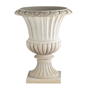 Urna de Jardín de Metal de Estilo Tradicional con Diseño Acanalado, Tallada a Mano, para Flores o Plantas Verdes - Product Image 1