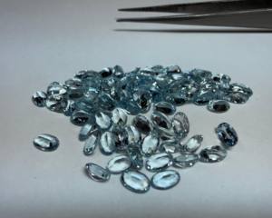 Aguamarina Natural, Corte Esmeralda, Ovalada, 5x3MM, Gema Facetada |   Piedra de Aguamarina Azul Ovalada Suelta para la Elaboración de Joyas - Product Image 1