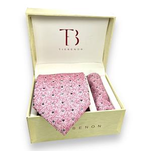 Ensemble cravate et pochette de costume à pois rose et gris |   Formel en jacquard pour homme |   Cravate de mariage pour homme |   Boîte cadeau Hanky Accessoire de mode - Product Image 1