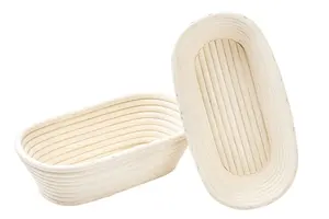 Cesta de fermentación de ratán natural sostenible hecha a mano con cubierta de tela para fermentación de masa madre, herramienta de panadería, venta al por mayor de fábrica - Product Image 3