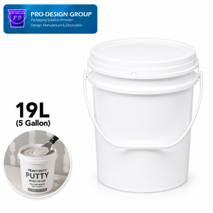 19L Recyclable Heavy Duty Plastic Putty <b>Bucket</b> <b>with</b> Flat <b>Lid</b> for Construction Paste - Product Image 1