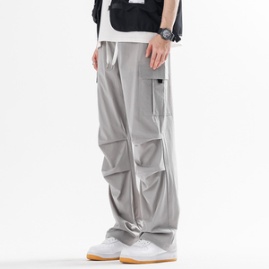 ANSZKTN Pantalones Largos Casuales de Paracaidista con Cordón Ajustable de Seda Helada para Hombre, Estilo Retro Americano, Novedad de Primavera - Product Image 6