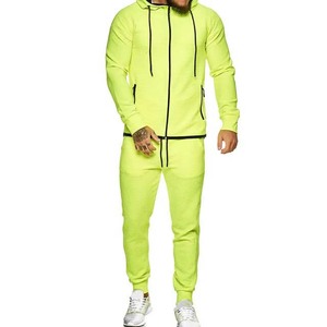 Conjunto deportivo de dos piezas para hombre con capucha y cremallera, sudadera con cremallera y pantalones jogger, ropa deportiva de algodón/poliéster con tela transpirable. - Product Image 6