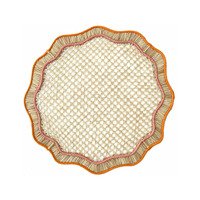Sous-plats et assiettes de présentation en rotin festonné vert, conformes aux normes OEM, provenant d'une usine vietnamienne, pour ensemble de table à manger (sets de tapis et de sous-plats)