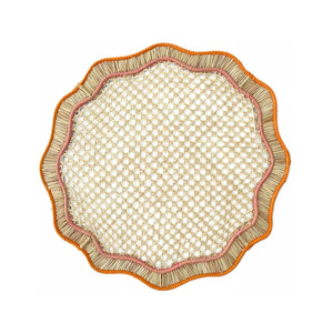 OEM Acceptable Green Scalloped Rattan <b>Placemat</b> and Charger Plates From Vietnam Factory <b>for</b> Dining <b>Table</b> Set of Mats & Pads - Product Image 1