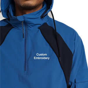 Nylon Panel Work Windbreaker <b>Set</b> With Hoodie Custom Wholesale Factory Supplier USA Casual Fall Streetwear Jacket Pants Outfit - Product Image 6
