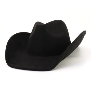 <b>Black</b> Wool <b>Cowboy</b> <b>Hat</b> Unisex Casual Four Seasons Adult 58-60CM - Product Image 1