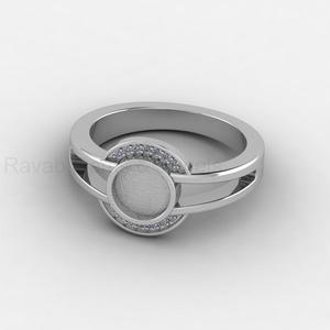 Bague en argent 925 de qualité supérieure, plaqué or 14 carats, avec sertissage cabochon rond de 7 mm et accent CZ, pour bijoux DIY en résine et souvenirs - Product Image 2