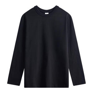 T-shirt décontracté à manches longues pour homme, col rond en coton, respirant, streetwear tendance pour tous les jours - Product Image 1