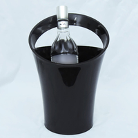 Seau à glace en plastique noir avec poignée, bac à boissons pour bière, champagne, fête, bar, club