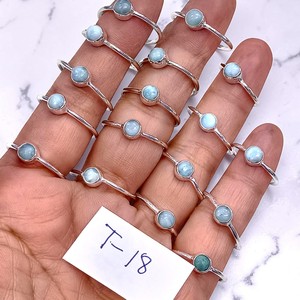 <b>925</b> Sterling <b>Silver</b> <b>Silver</b> Small <b>Rings</b> Natural Larimar Gemstone Light Weight <b>Silver</b> <b>Rings</b> - Product Image 1
